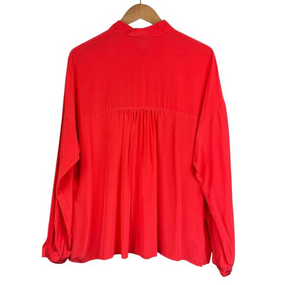 Robert Rodriguez 100% Silk Orange Long Sleeve Button Up Collared Blouse Top - Picture 9 of 12